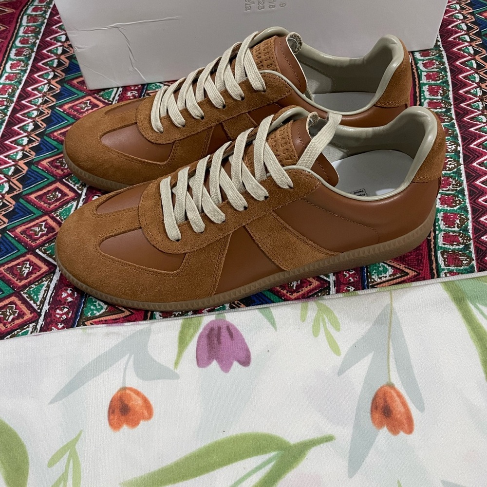 Maison Martin Margiela Men's Casual Suede & Leather Sneaker in Brown